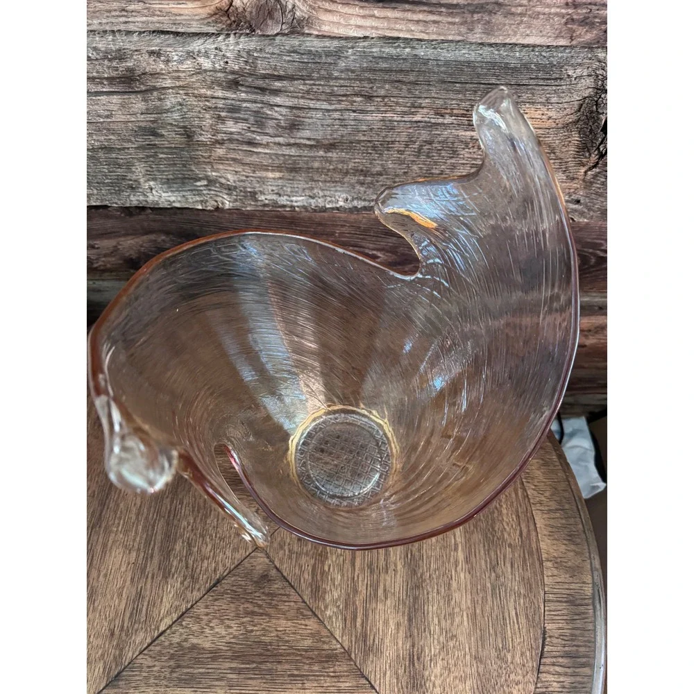 Vintage IMCM Amber Art Glass Handkerchief Vase Hand Blown Sculptural 15
